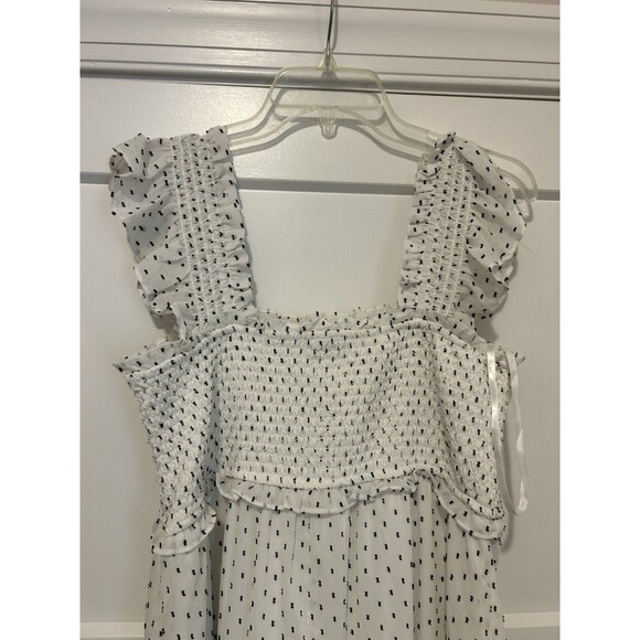 Motherhood Maternity White With Black Polka Dot Boho Maxi Dress Size Large Flowy - Picture 5 of 6